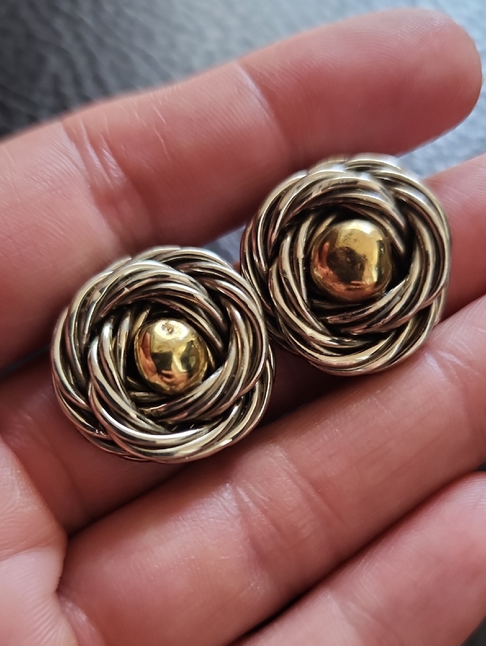 VTG Gold-Tone Woven Disc Clip Earrings
